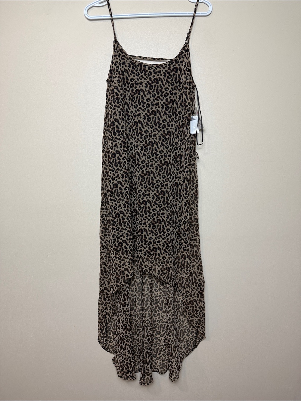 Y2k Devoted Leopard Print High-Low Slip Dress - Brown/Black size S